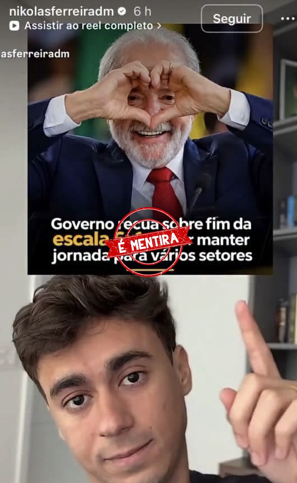 É falso que Lula voltou atrás e vai manter a escala 6×1 para vários setores