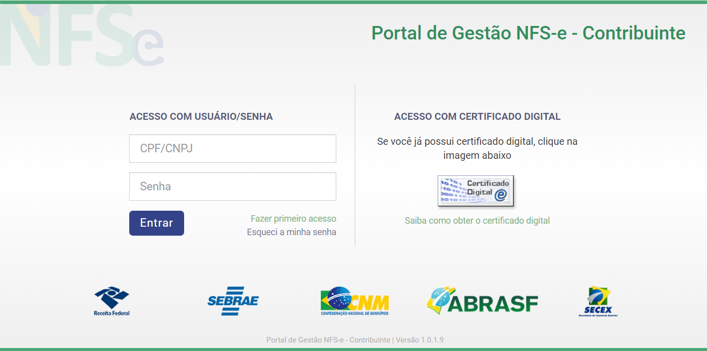 Portal do Governo Federal vai unificar a emissão de Notas Fiscais. (Foto: Captura de Tela)